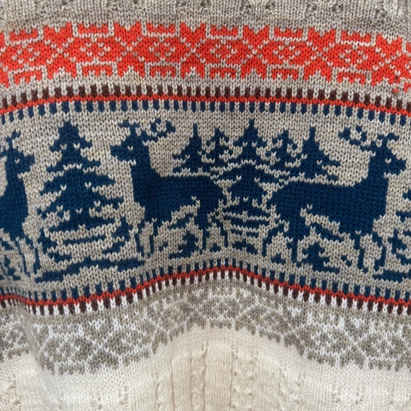 Vintage KP Collection size‎ Medium Fair Isle Reindeer Sweater Tan 70s 80s Winter - Picture 2 of 10